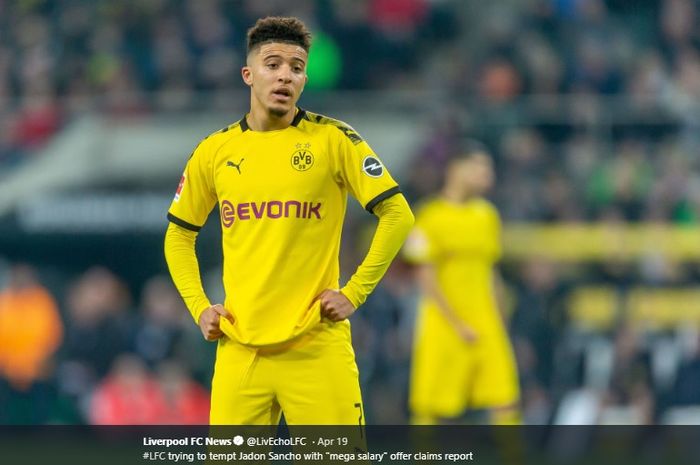 Winger asal Inggris, Jadon Sancho, saat memperkuat Borussia Dortmund.