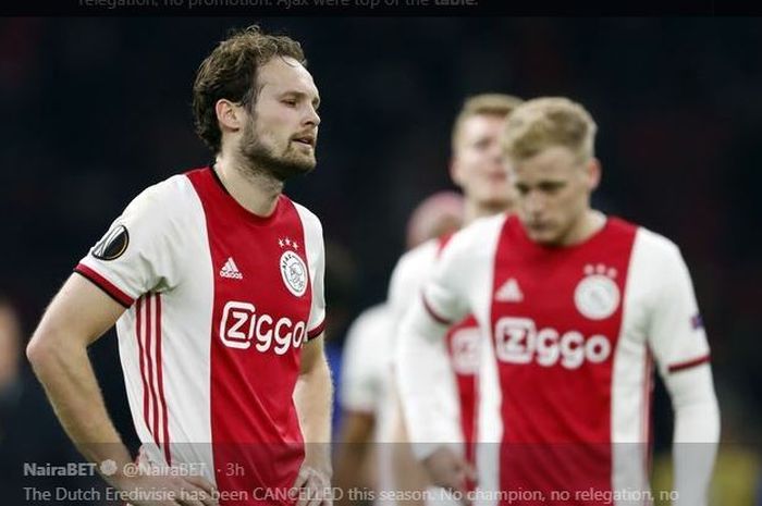 Ekspresi lesu pemain Ajax Amsterdam, Daley Blind.