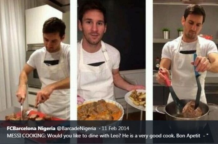 Lionel Messi sedang memasak. Makanan favoritnya adalah milanese napoleonita.