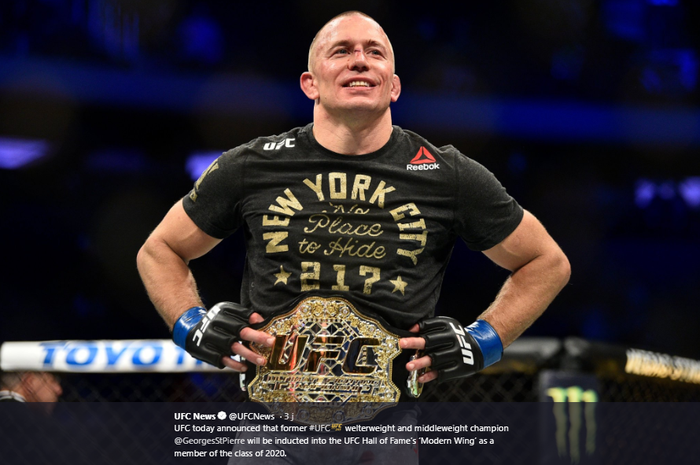 Legenda UFC, Georges St-Pierre (GSP), dinobatkan sebagai Modern Wing of the UFC Hall of Fame. Gelar tersebut dinobatkan pada ajang UFC 249 di VyStar Veterans Memorial, Jacksonville, Florida, Sabtu (9/5/2020) atau Minggu WIB. 