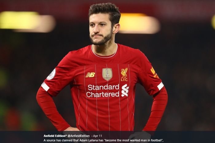 Gelandang tengah milik Liverpool, Adam Lallana, yang bakal dilepas pada akhir musim 2019-2020.