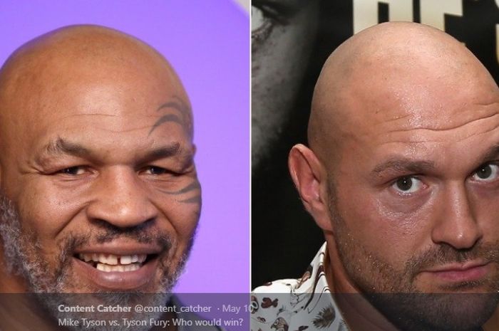 Kolase dua petinju kelas berat, Mike Tyson (kiri) dan Tyson Fury (kanan).