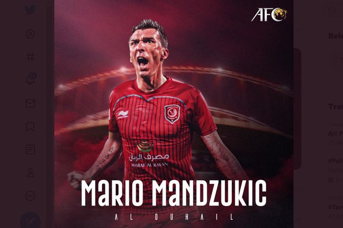 Salah satu pemain asing Liga Qatar yang memperkuat klub Al-Duhail, Mario Mandzukic. 