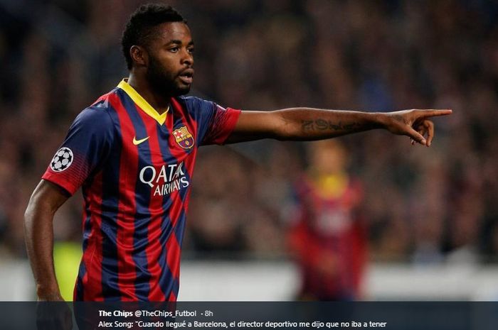 Mantan gelandang bertahan Arsenal yang pernah berseragam Barcelona, Alex Song.