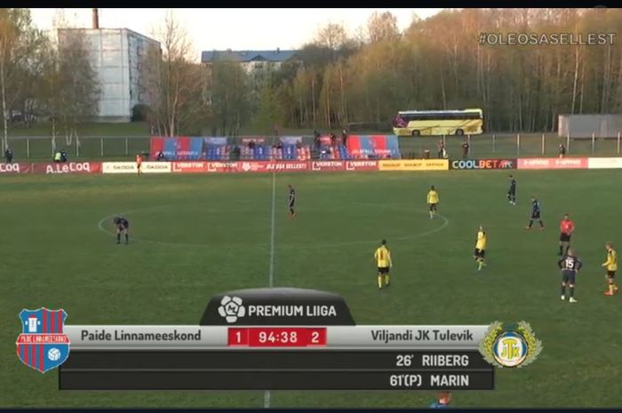 Laga Liga Estonia antara Paide vs Tulevik Viljandi yang digelar kembali pasca-karantina pada 19 Mei 2020.