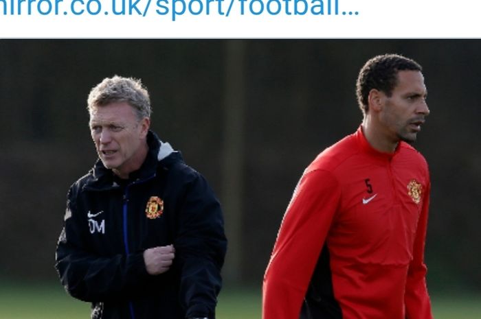 David Moyes dan Rio Ferdinand saat masih membela Manchester United