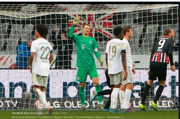 Bayern Muenchen saat dikalahkan Eintracht Frankfurt dalam lanjutan Bundesliga Jerman.