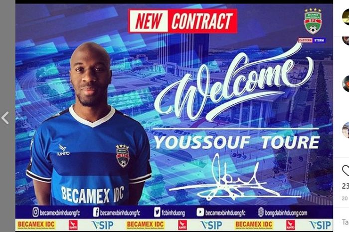 Penyerang Becamex Binh Duong, Youssouf Toure yang menggantikan posisi Wander Luiz