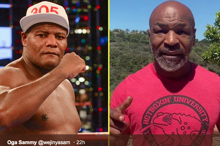 Petinju kelas berat Luiz Ortiz (kiri), dan Legenda Tinju Dunia Mike Tyson (kanan). 