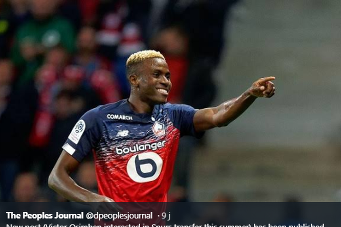 Pemain Lille, Victor Osimhen, dikabarkan tertarik untuk bergabung dengan Tottenham Hotspur.