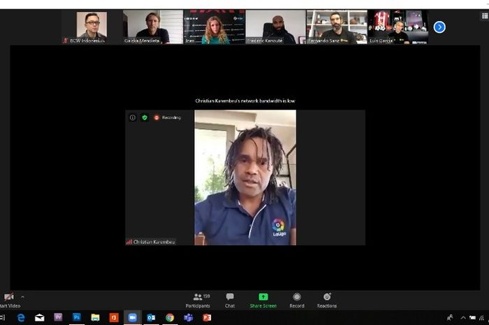 Mantan bintang Real Madrid, Christian Karembeu, dalam konferensi pers virtual bersama Liga Spanyol.