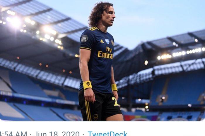 David Luiz menjadi sorotan dalam laga Liga Inggris antara Manchester City melawan Arsenal di Etihad Stadium, Kamis (18/6/2020) dini hari WIB.