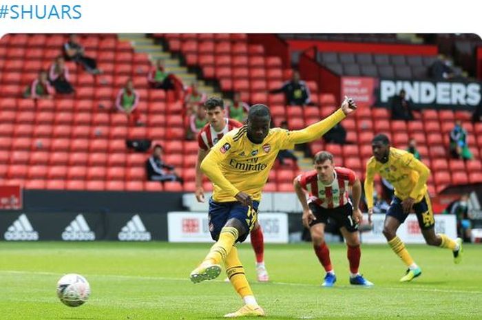 Winger Arsenal, Nicolas Pepe, menjadi pemain nomor dua terhebat seusai membawa timnya mengalahkan Sheffield United untuk melaju ke semifinal Piala FA 2019-2020.