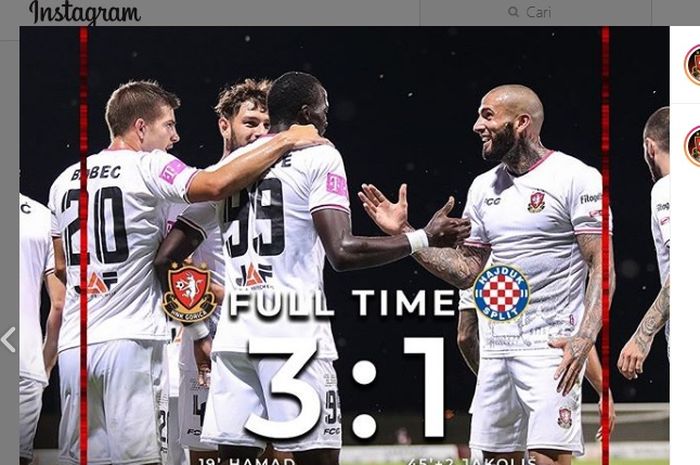 Gelandang keturunan Indonesia, Joey Suk, kembali mampu cetak satu gol kala HNK Gorica menang 3-1 Hajduk Split, 30 Juni 2020