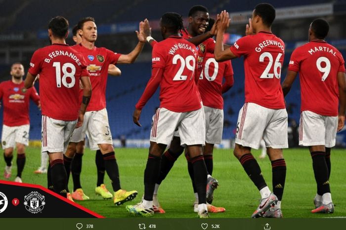 Manchester United meraih kemenangan 3-0 di kandang Brighton &amp; Hove Albion, AMEX Stadium, dalam lanjutan Liga Inggris, 30 Juni 2020.