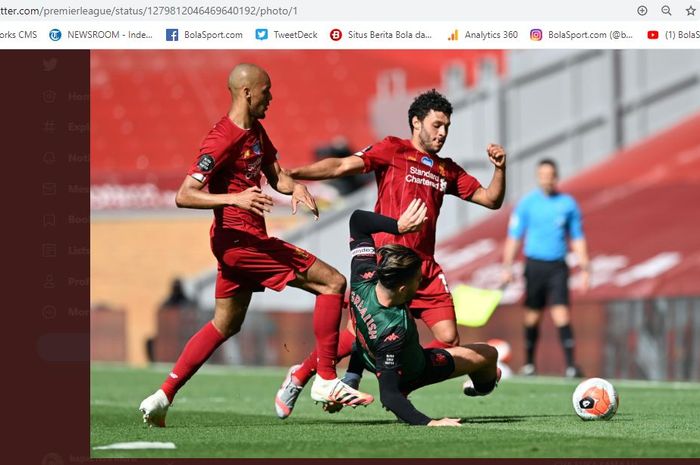 Pemain Liverpool saat laga melawan Aston Villa di Anfield, Minggu (5/7/2020).