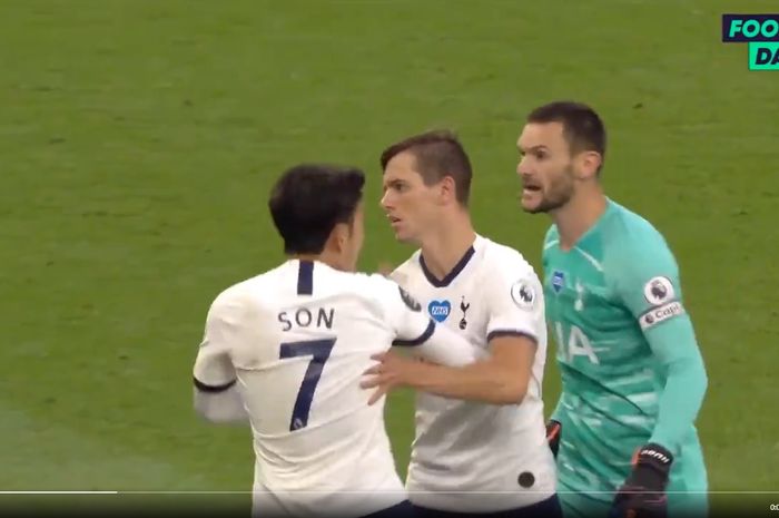 Perkelahian Son Heung-min Vs Hugo Lloris di laga Tottenham Hotspur Vs Everton, Senin (6/7/2020) atau Selasa dini hari WIB. 