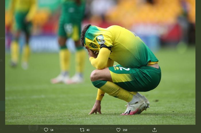 Norwich City terdegradasi dari Premier League setelah dihajar West Ham United dalam lanjutan Liga Inggris pekan 35, 11 Juli 2020.