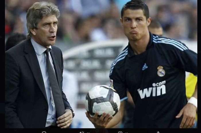 Manuel Pellegrini saat melatih Cristiano Ronaldo di Real Madrid.