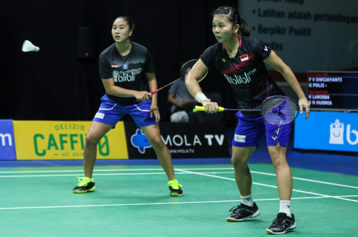 Pasangan ganda putri Indonesia, Greysia Polii/Febby Valencia Dwijayanti, saat beraksi di PBSI Home Tournament  pada Rabu (15/7/2020).