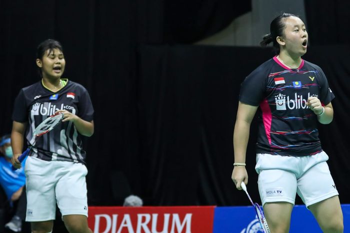 Melani Mahamit/Tryola Nadia saat menjalani pertandingan PBSI Home Tournament di Hall Pelatnas PBSI, Cipayung, Jakarta, Rabu (15/7/2020).