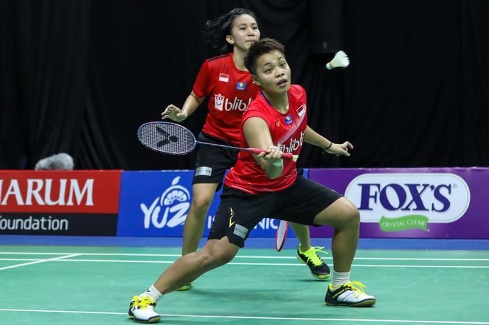 Pasangan ganda putri, Apriyani Rahayu/Mychelle Crhystine Bandaso pada babak semifinal PBSI Home Tournament, Jumat (17/7/2020).