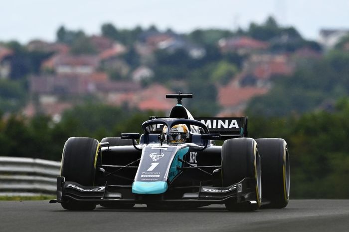 Pembalap tim DAMS, Sean Gelael, pada sesi kualifikasi Formula 2 GP Hungaria, Jumat (17/7/2020) waktu setempat