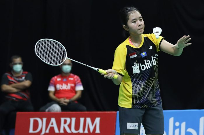  Asti Dwi Widyaningrum tampil pada perempat final PBSI Home Tournament nomor tunggal putri di Pelatnas PBSI, Cipayung, Jakarta, Kamis (23/7/2020)