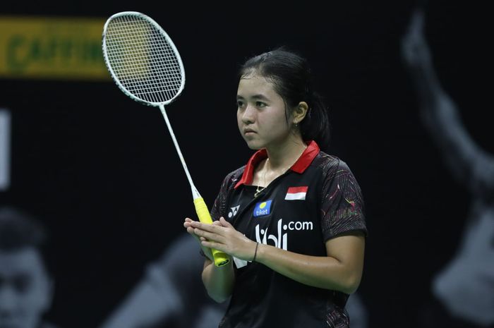 Pemain tunggal putri Indonesia, Asti Dwi Widyaningrum saat beraksi di PBSI Home Tournament yang berlangsung di Hall Pelatnas Cipayung, Jakarta (23/7/2020).