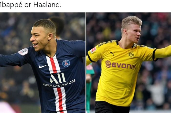 Ilustrasi Kylian Mbappe dan Erling Haaland.