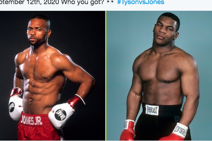 Roy Jones Jr. (kiri) dan Mike Tyson (kanan)