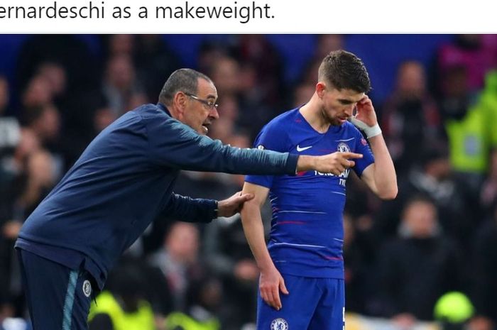 Maurizio Sarri dan Jorginho saat sama-sama membela Chelsea.