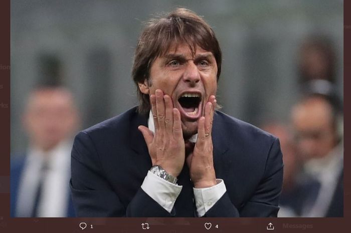 Reaksi pelatih Inter Milan, Antonio Conte.