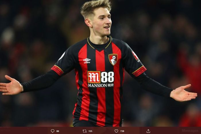 Gelandang Bournemouth, David Brooks, kabarnya sedang menjadi incaran Liverpool.