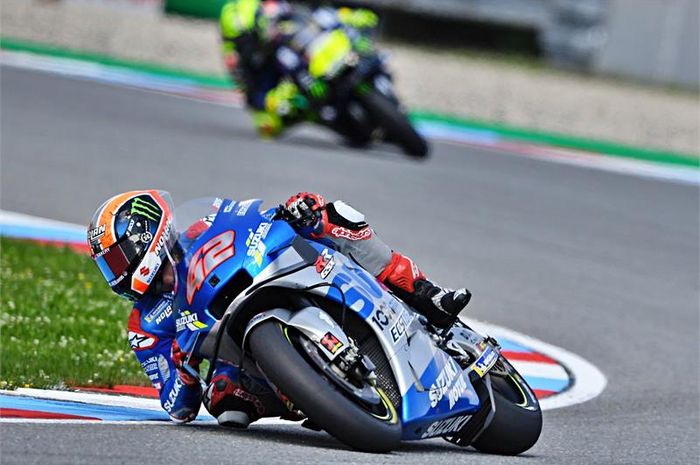 Pembalap Suzuki Ecstar, Alex Rins, ketika tampil pada balapan MotoGP Republik Ceska di Sirkuit Brno, Republik Ceska, 9 Agustus 2020.