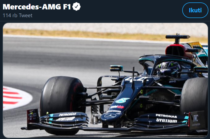 Pembalap Mercedes, Lewis Hamilton, saat beraksi pada F1 GP Spanyol 2020, Minggu (16/8/2020).