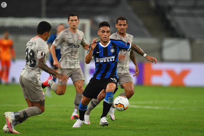 Lautaro Martinez saat tampil melawan Shakhtar Donetsk pada laga semifinal Liga Europa, Senin (17/8/2020) atau Selasa dini hari WIB.