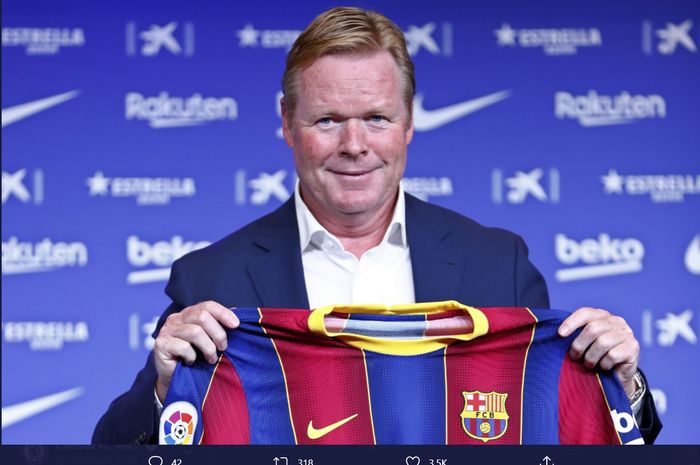 Momen Ronald Koeman diperkenalkan sebagai pelatih baru Barcelona.