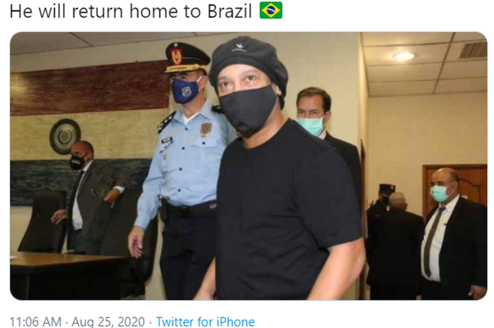 Ronaldinho kini sudah terbebas dari hukuman tahanan rumah yang telah ia jalani selama lima bulan.