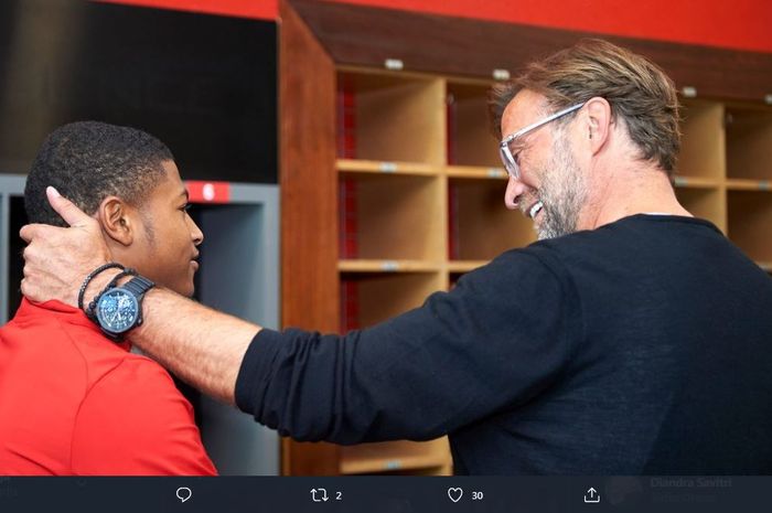 Rhian Brewster dan pelatih Liverpool, Juergen Klopp.