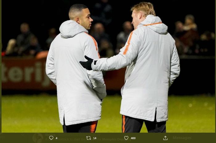 Memphis Depay dan Ronald Koeman saat di timnas Belanda.