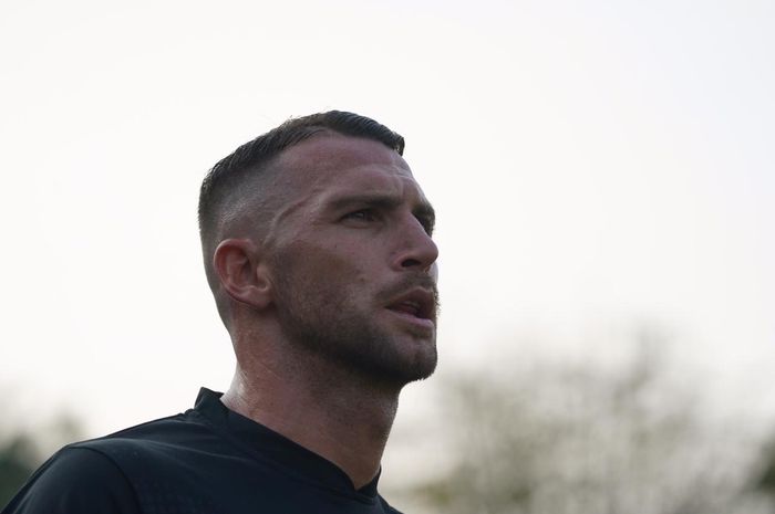 Marko Simic saat mengikuti latihan Persija Jakarta di Lapangan PS AU Halim Perdanakusuma, Jakarta, pada Senin (7/9/2020) sore WIB.