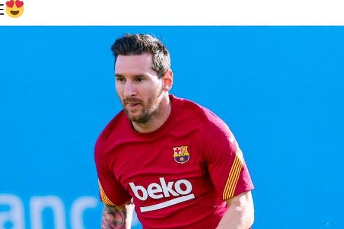 Megabintang Barcelona, Lionel Messi, kembali menjalani sesi latihan bareng rekan-rekan setimnya di Ciutat Esportiva, Senin (7/9/2020).