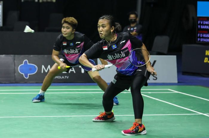 Pasangan Febriana Dwipuji Kusuma/Putri Syaikah saat tampil pada Simulasi Piala Uber 2020, Kamis (10/9/2020)