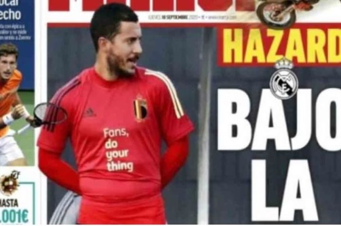 Eden Hazard dalam sesi latihan timnas Belgia.