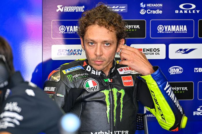 Pembalap Monster Energy Yamaha, Valentino Rossi pada seri balap MotoGP San Marino di Sirkuit Misano, Italia.