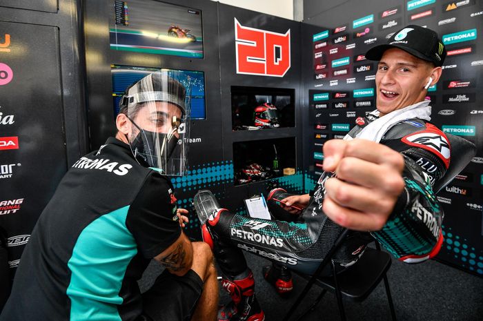 Pembalap Petronas Yamaha SRT, Fabio Quartararo, pada MotoGP San Marino di Sirkuit Misano.