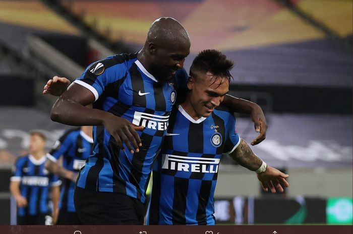 Pasangan emas Inter Milan di lini depan, Romelu Lukaku dan Lautaro Martinez.