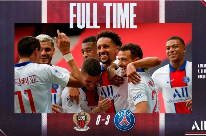 Paris Saint-Germain berhasil menang atas OGC Nice dengan skor 3-0 dalam laga lanjutan Liga Prancis, Minggu (20/9/2020).