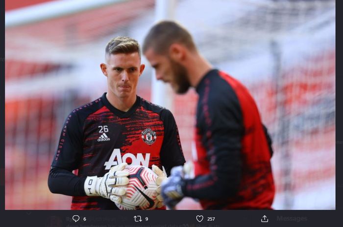 Kiper Manchester United, David de Gea, untuk pertama kalinya menjadi pemain cadangan pada Liga Inggris 2020-2021 melawan Sheffield United.